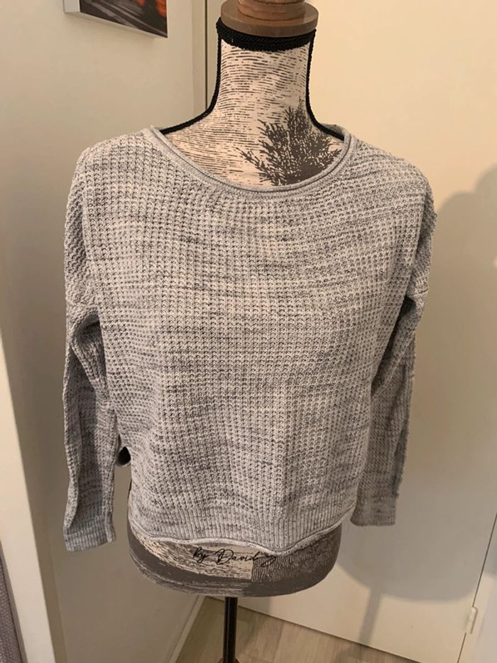 Pull gris en maille