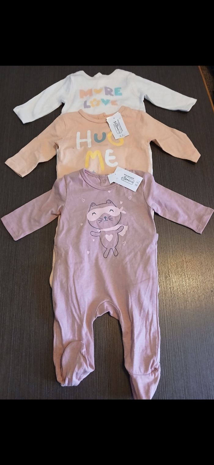 Lot 3 pyjamas fille tex baby 54 cm 1 mois