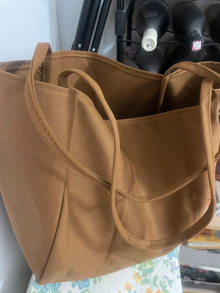 Sac à bandoulière marron décontracté en toile très résistant et de grande capacité - photo numéro 10