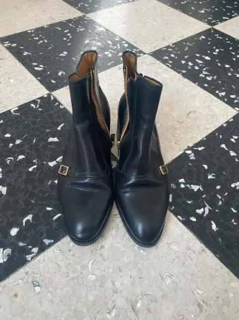 Bottines Centenário noires cuir – T39 – boucles dorées