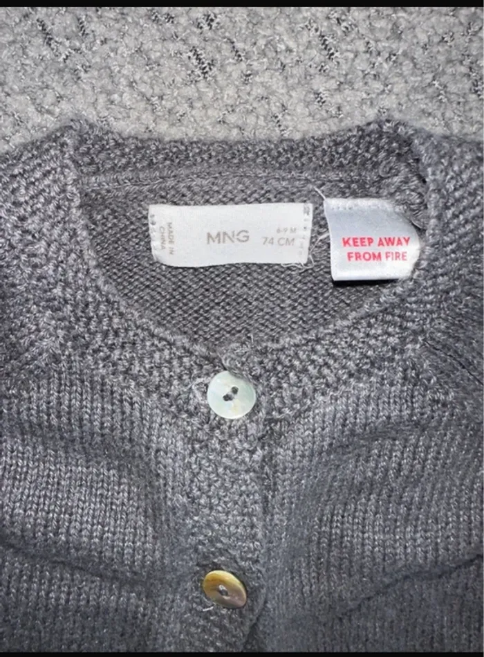 Gilet cardigan chaud laine gris MANGO - photo numéro 2