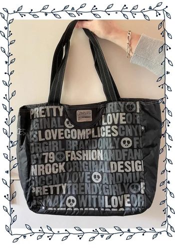 Sac en toile Complices noir à motifs