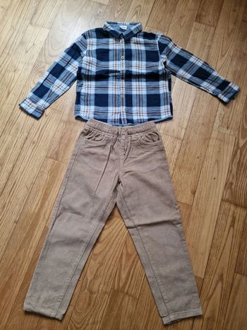 🍂 Ensemble garçon 6 ans – chemise à carreaux & pantalon velours 🍂