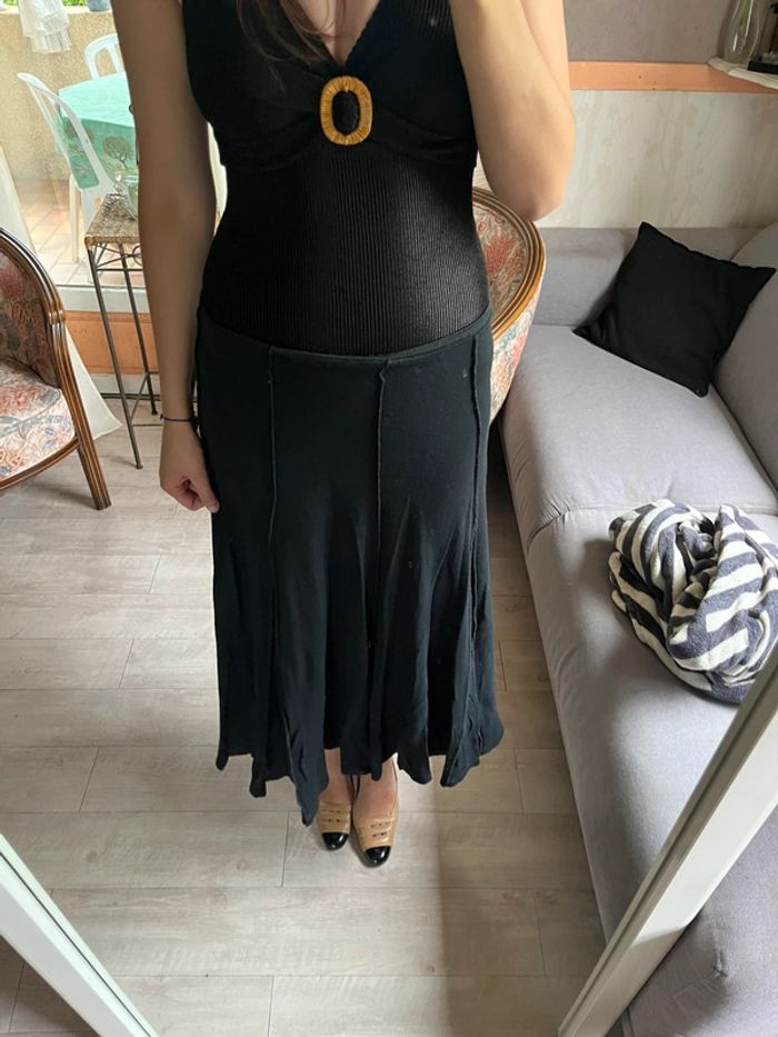 Jupe noire longue coton old money maxi skirt y2k gothic - photo numéro 2