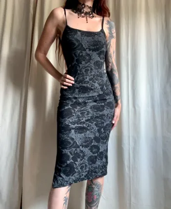 Robe slip on midi roses 🥀 Goth Whimsigoth vintage 90s - Taille S