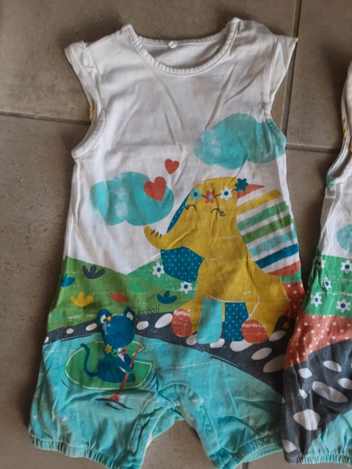 2 combicourts / pyjama été pareil éléphant souris arc-en-ciel T. 18 mois - photo numéro 2