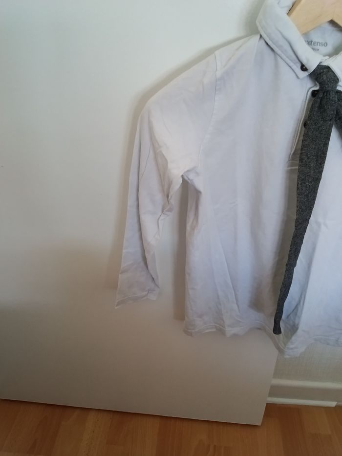 Polo in extenso blanc et gris chiné - photo numéro 2