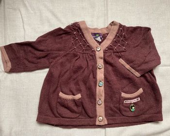 Gilet Sergent Major 6 mois aubergine (av laine)