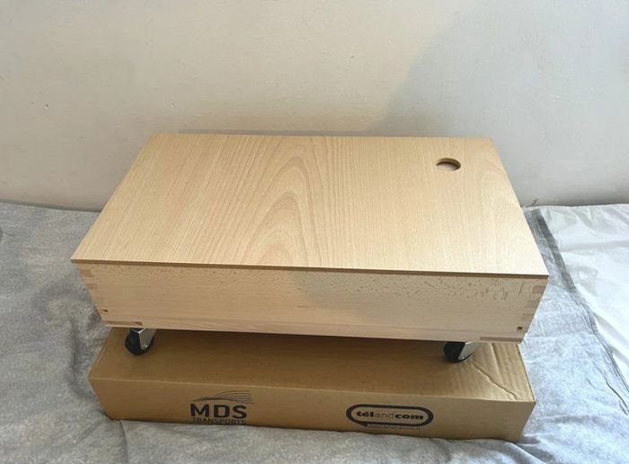 Chariot à roulettes avec 68 blocs de construction en bois HABA neuf dans son carton - photo numéro 6