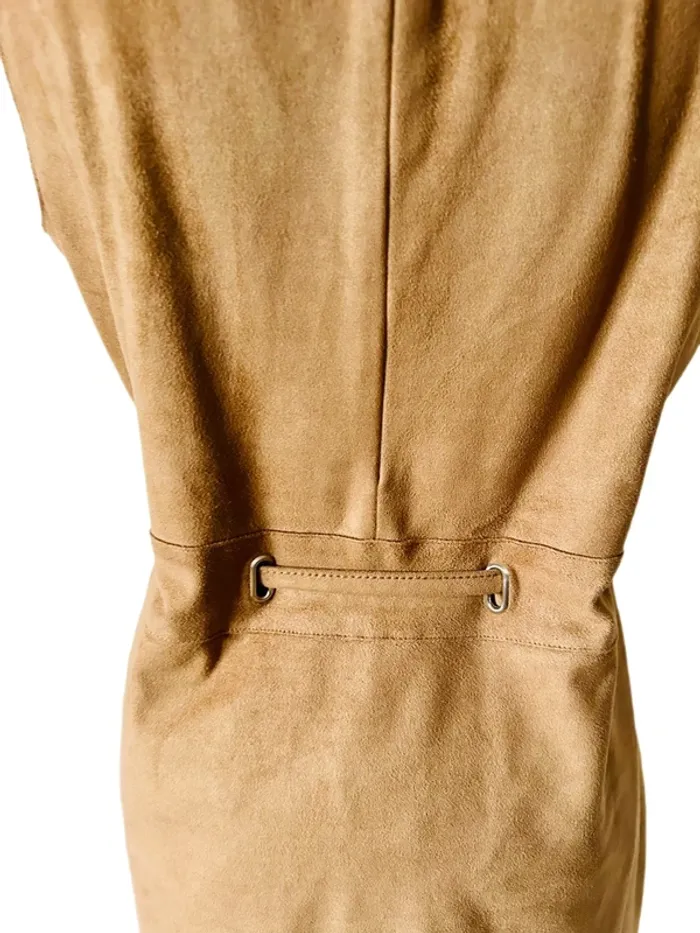 💐🍁Robe bohème chic automnale camel imitation daim 38/40 autumnal natural suede dress🍁💐 - photo numéro 9