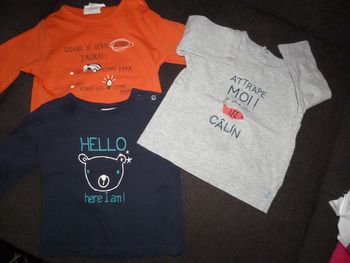 lot 3 t shirts manches longues