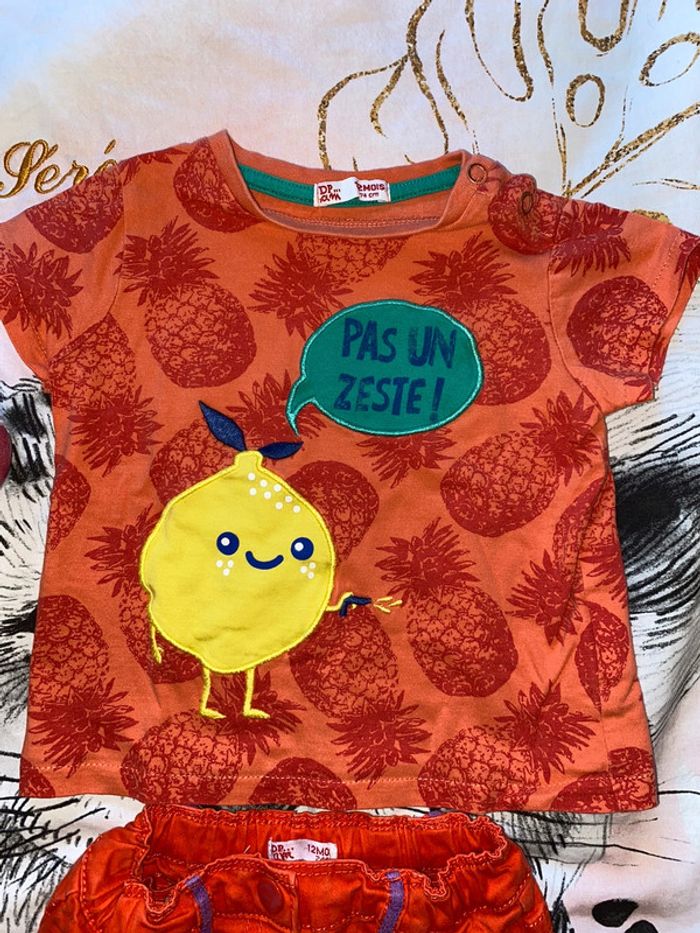 Ensemble t-shirt et pantalon, taille 12 mois, marque Dpam. - photo numéro 2