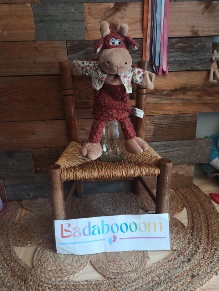 Peluche marionnette vache cocktail Scandinave tbe