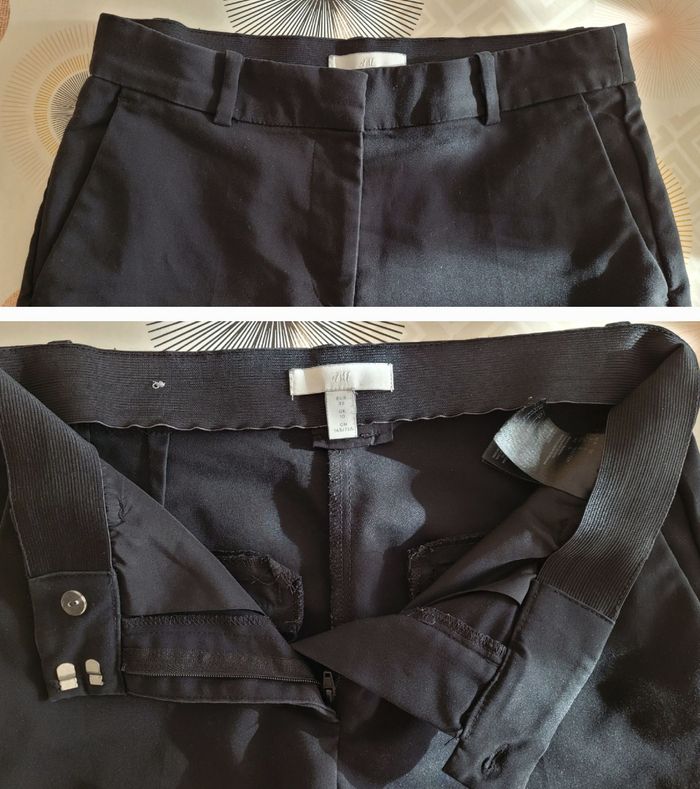 H&M Pantalon Noir TM/TFr38-Noir-Coupe Ajustée&Taille Elastiquée - photo numéro 3