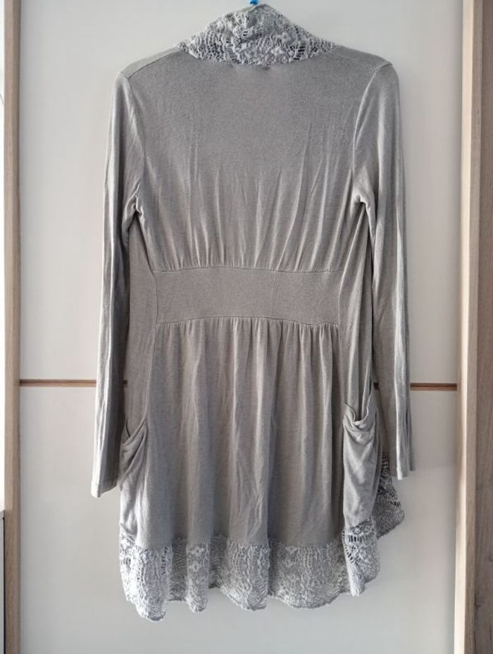 Gilet femme gris avec dentelle - photo numéro 3