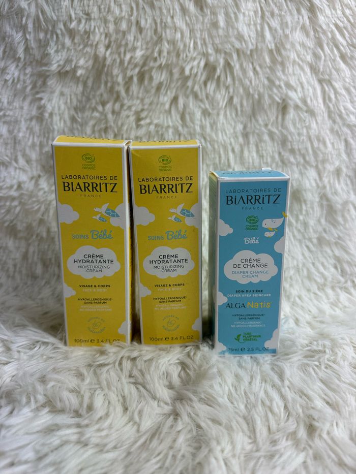 Lot de 2 crèmes hydratante et une crème de change laboratoire de Biarritz