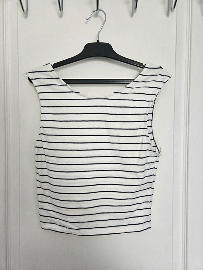 Crop-top Pimkie rayé blanc et bleu marine - Taille S - Excellent état