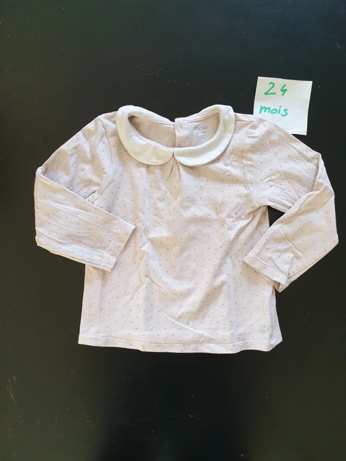 Tee-shirt manches longues col claudine