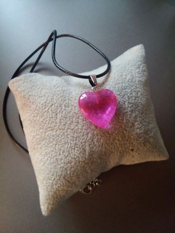 Collier coeur rose