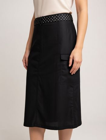 Jupe mi longue noire avec ceinture taille 36 neuve