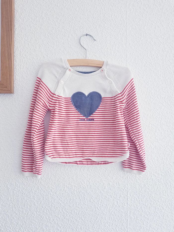 Obaïbi - Pull marinière longues manches en tricot fine jauge (2 ans)