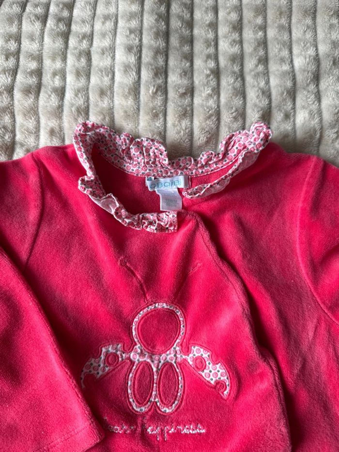 Pyjama obaibi 18 mois fille rose avec ouverture devant et joli col - photo numéro 2