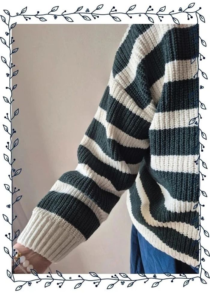 Pull col rond à rayures bicolore - photo numéro 6