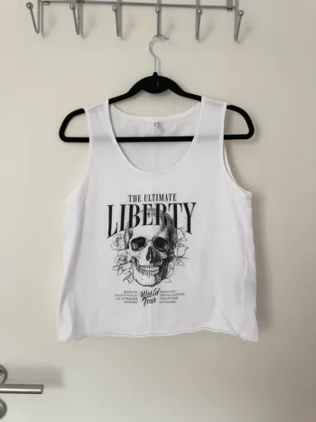 Débardeur court blanc tête de mort Only taille M