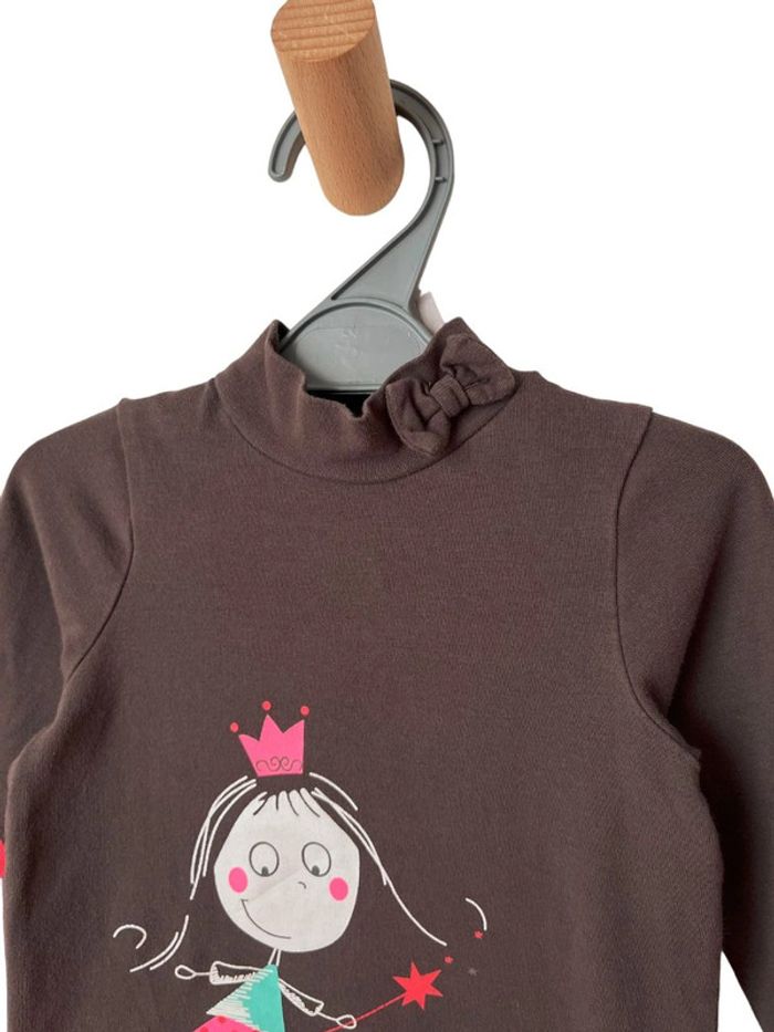 T-shirt manches longues marron à col montant (fée / fleurs) - Orchestra 6 mois (67cm) - photo numéro 2