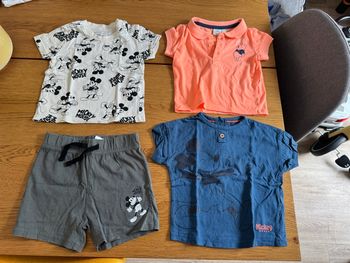 Lot de 3 t shirts 1 short bébé garçon Disney Primark 6 9 12 mois très bon état 