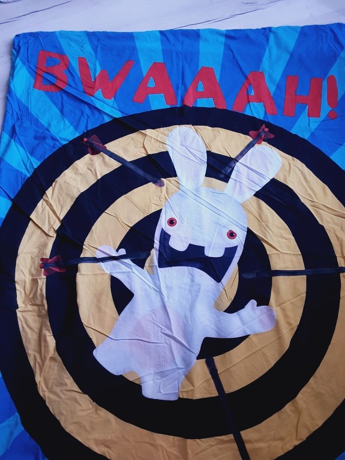 Linge de lit enfant une 1 personne parure de drap Housse de couette et Taie oreiller Lapins crétins - photo numéro 4