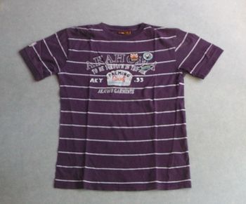 Maillot manches courtes rayé violet/blanc