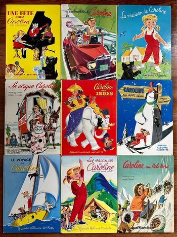 Lot de 9 livres anciens Caroline Pierre Probst années 50-60 bd grands albums hachette