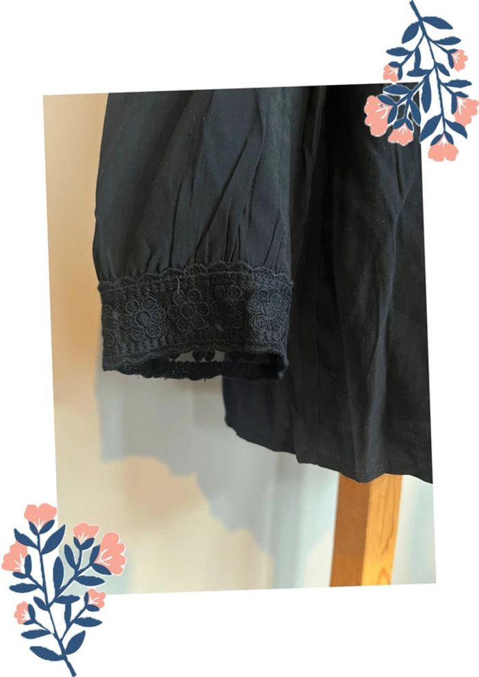 Chemise fluide bleu foncé avec dentelle – Majolica, Taille M - photo numéro 3