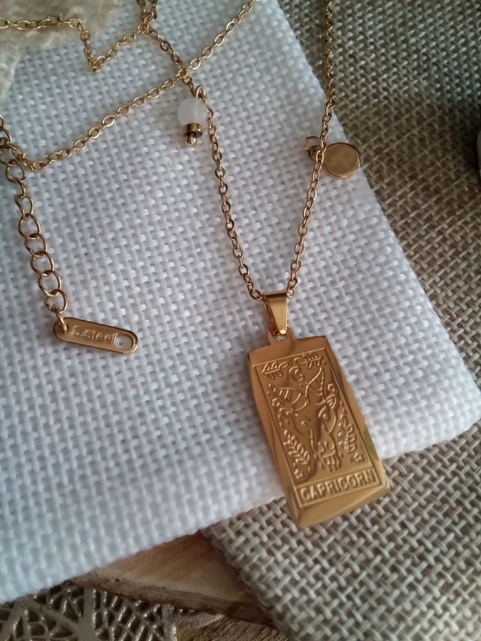 Collier signe astrologique capricorne et pierre de lune 🌙. - photo numéro 2