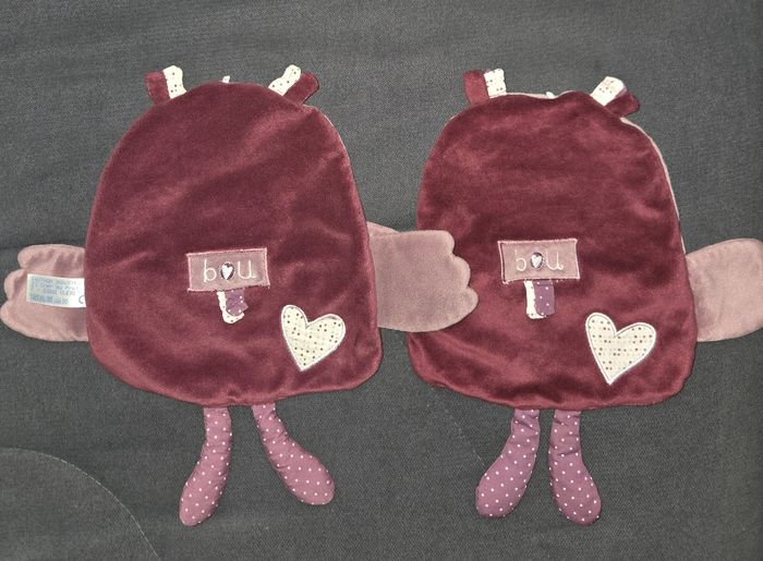 Lot de 2 doudous plat chouette Mam'zelle Bou - Sauthon - photo numéro 2