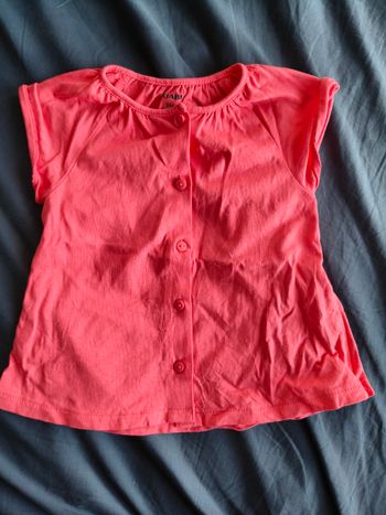 Tee-shirt manches courtes fille rouge vif 74 cm