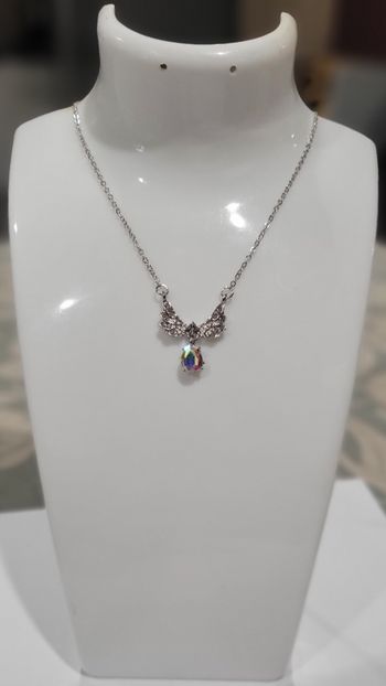 COLLIER AILES D'ANGE ARGENTE STRASS ! NEUF !