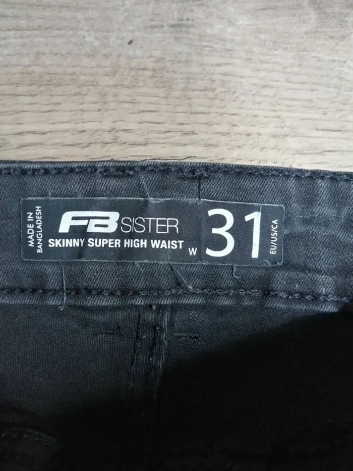 Jeans skinny noir super high waist à trous délavé / fb sister / ( w31) - photo numéro 8