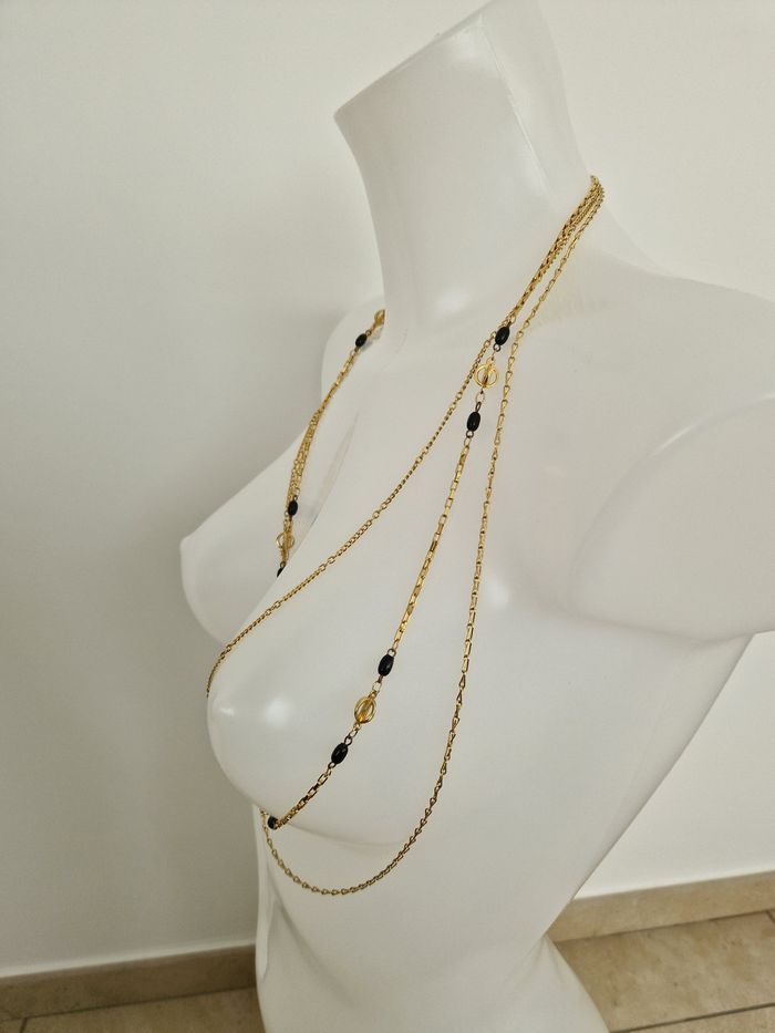 Collier  multi rang long doré - photo numéro 5