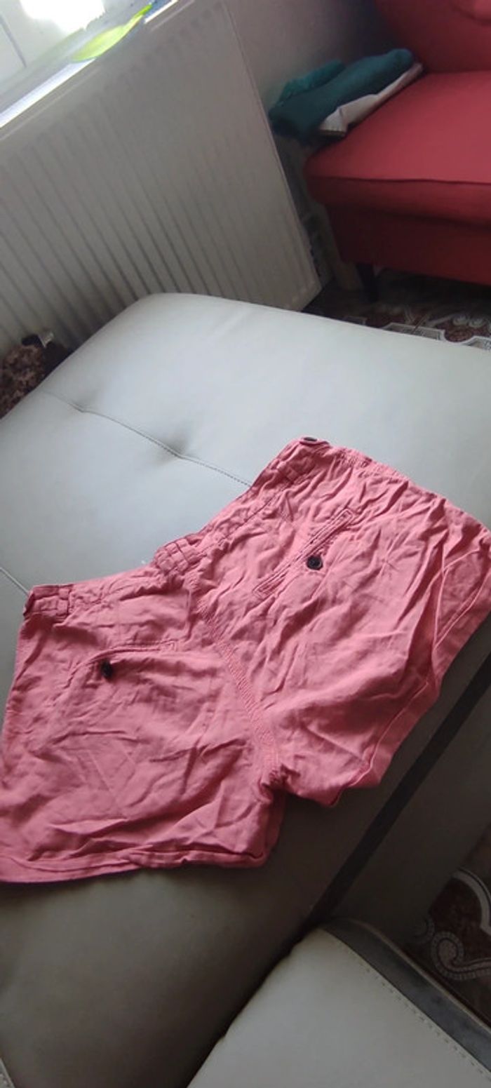 Short H & corail saumon en lin - photo numéro 5