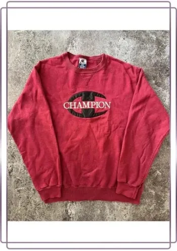 Sweat vintage Champion homme coton L - Men Crew neck hoodie - Girocollo - Herren Rundhalsausschnitt