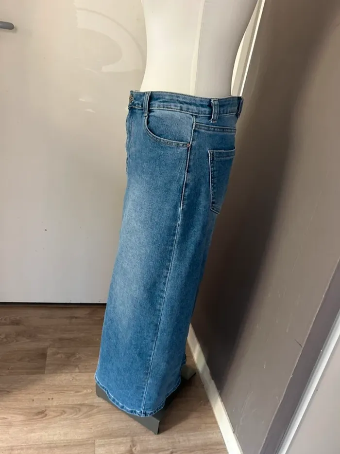 Season jupe jeans fendu mi longue bleu taille L/40 - photo numéro 2