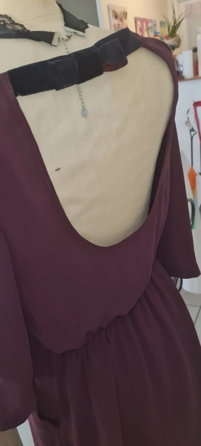 Robe claudie pierlot bordeaux noeud noir 40 - photo numéro 2