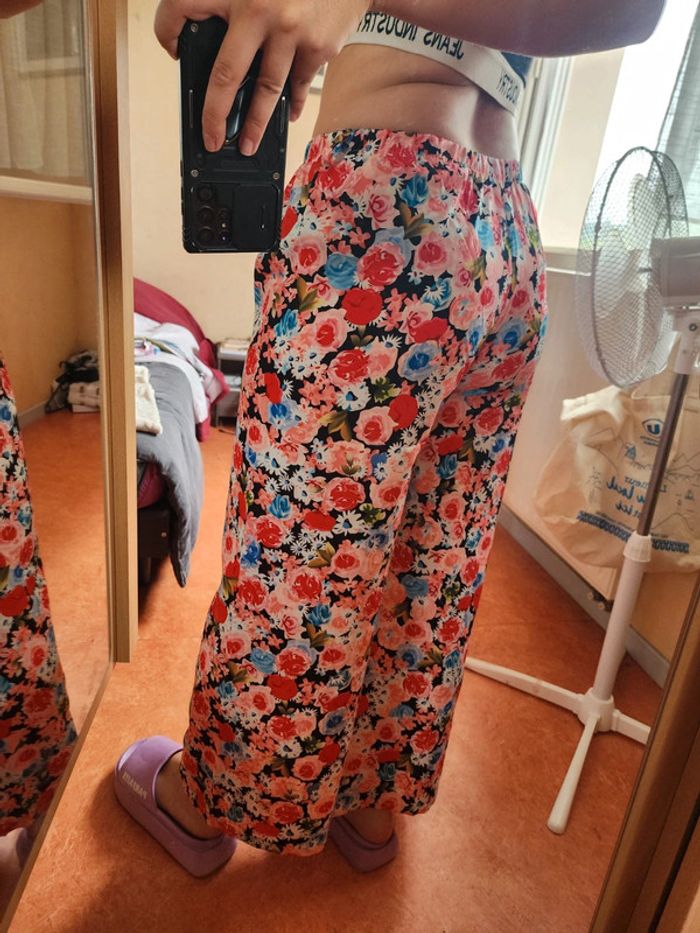 Pantalon / palazzo multicolore fleuris T.38/M - photo numéro 4