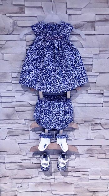 ABSORBA - NEW - ENSEMBLE 6P BÉBÉ FILLE IMPRIMÉ LIBERTY, VOLANTS & SMOCKS 3M