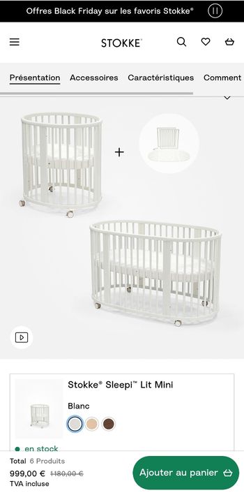 Berceau/lit évolutif blanc de la marque Stokke ( de 0 mois à 5 ans)