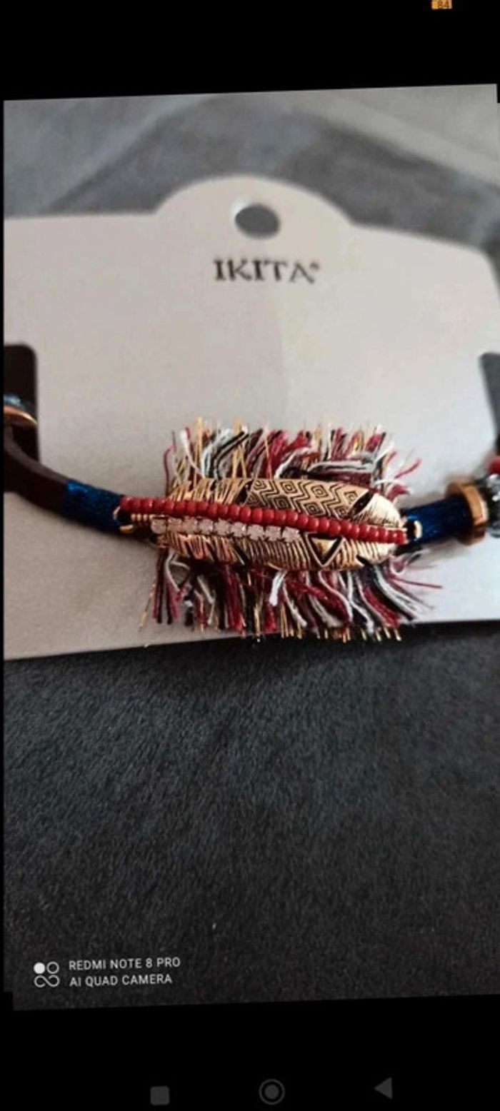 Bracelet simili cuir dore marron franges ikita - photo numéro 2