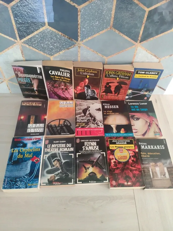Promotion déstockage 15 livres policiers thrillers Grisham Clancy Grangé Burke Nesser