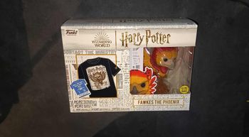 Pack Funko Pop + T-Shirt / Fawkes 144 / Patronus Dumbledore / Harry Potter / Glows in the dark